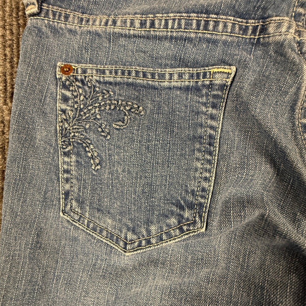 Eddie Bauer VTG Womens 6R Jean Embroidered Floral Pocket Cuffed Crop Medium Wash - Picture 6 of 16